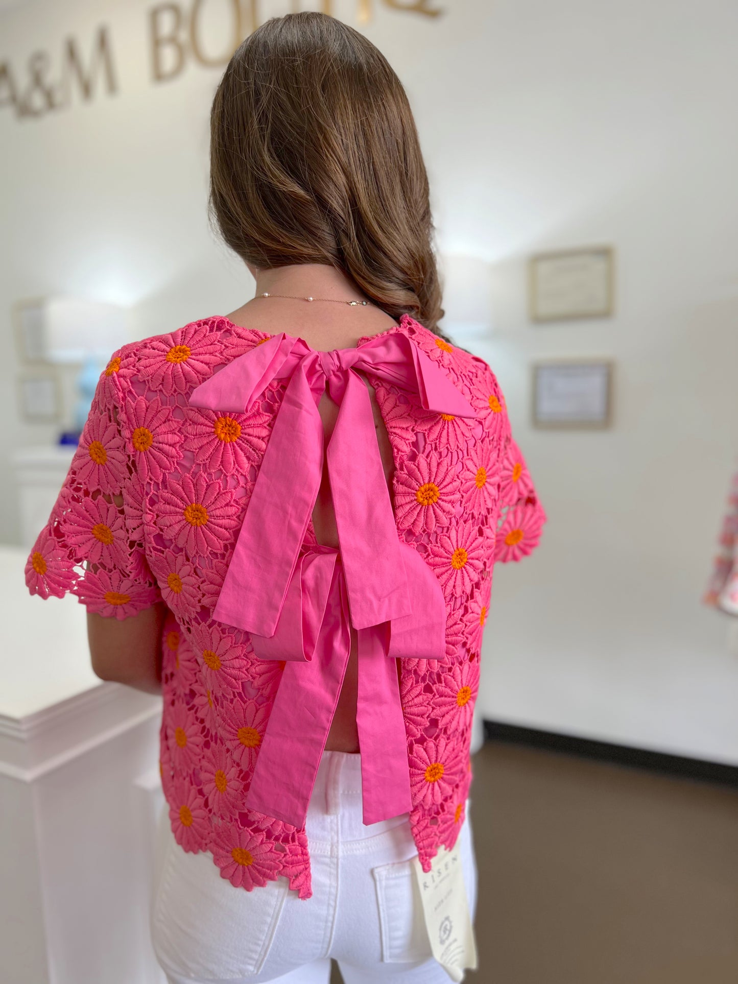 Daisy Bow Lace Top