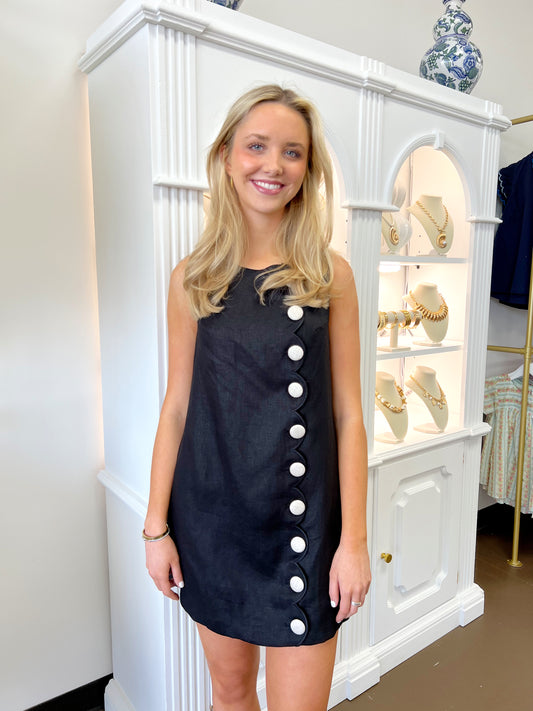 Zara Linen Scallop Dress