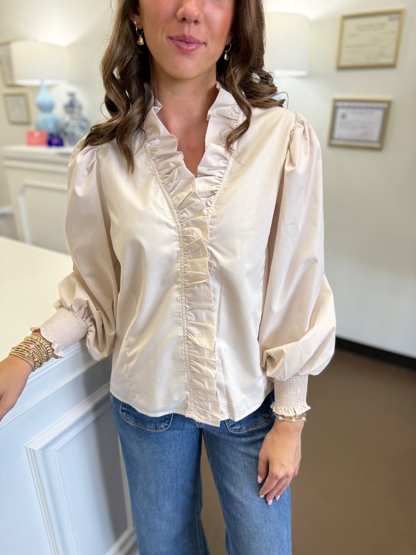 Tina Ruffled Detail Top