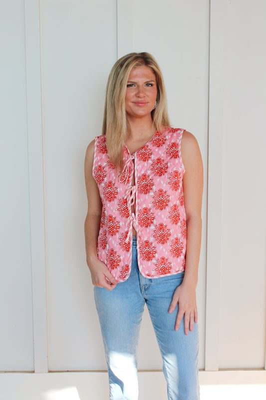 London Floral Quilted Vest