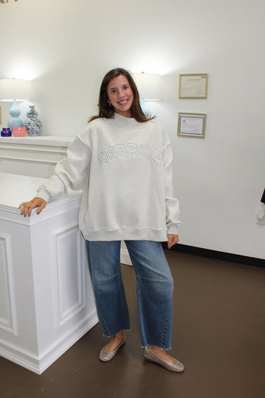 Georgia Embroidered Mock Neck Sweatshirt