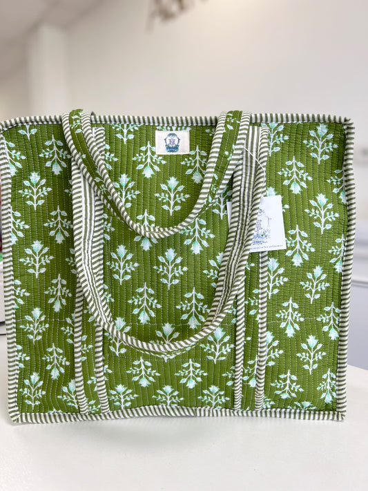Emerald Bay Quilted Zipper Tote Bag