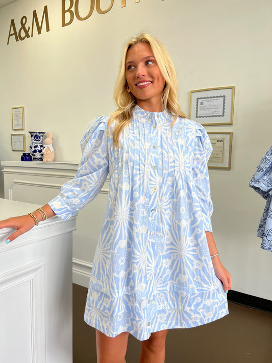 Eden Floral Print Pintuck Dress
