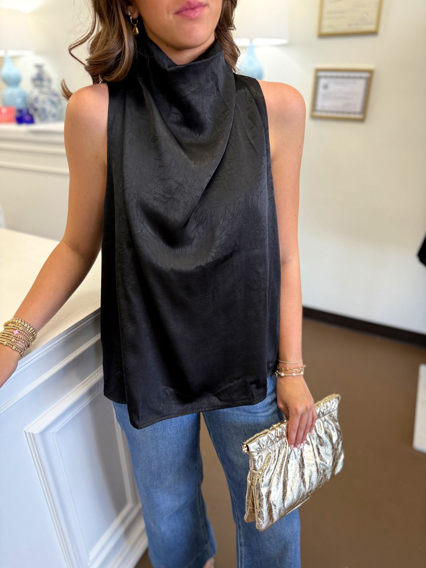 Elle Solid Mock Neck Top