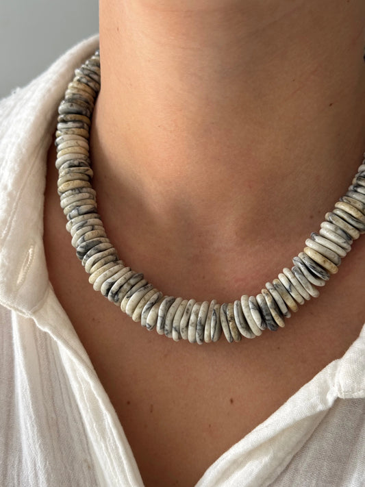 ALV Jewels White Gill Disc Necklace