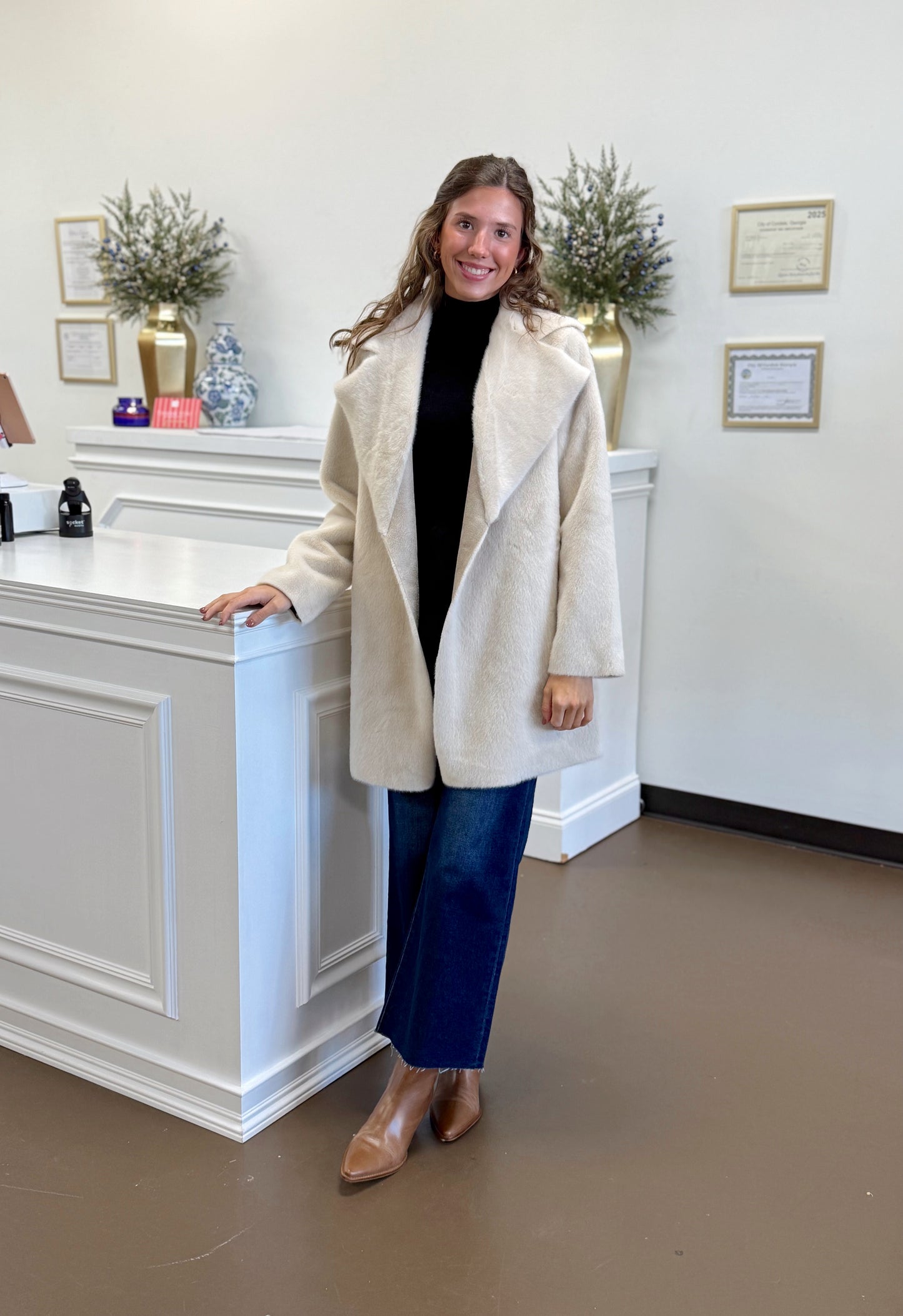 Ivy Jane Faux Fur & Suede Coat