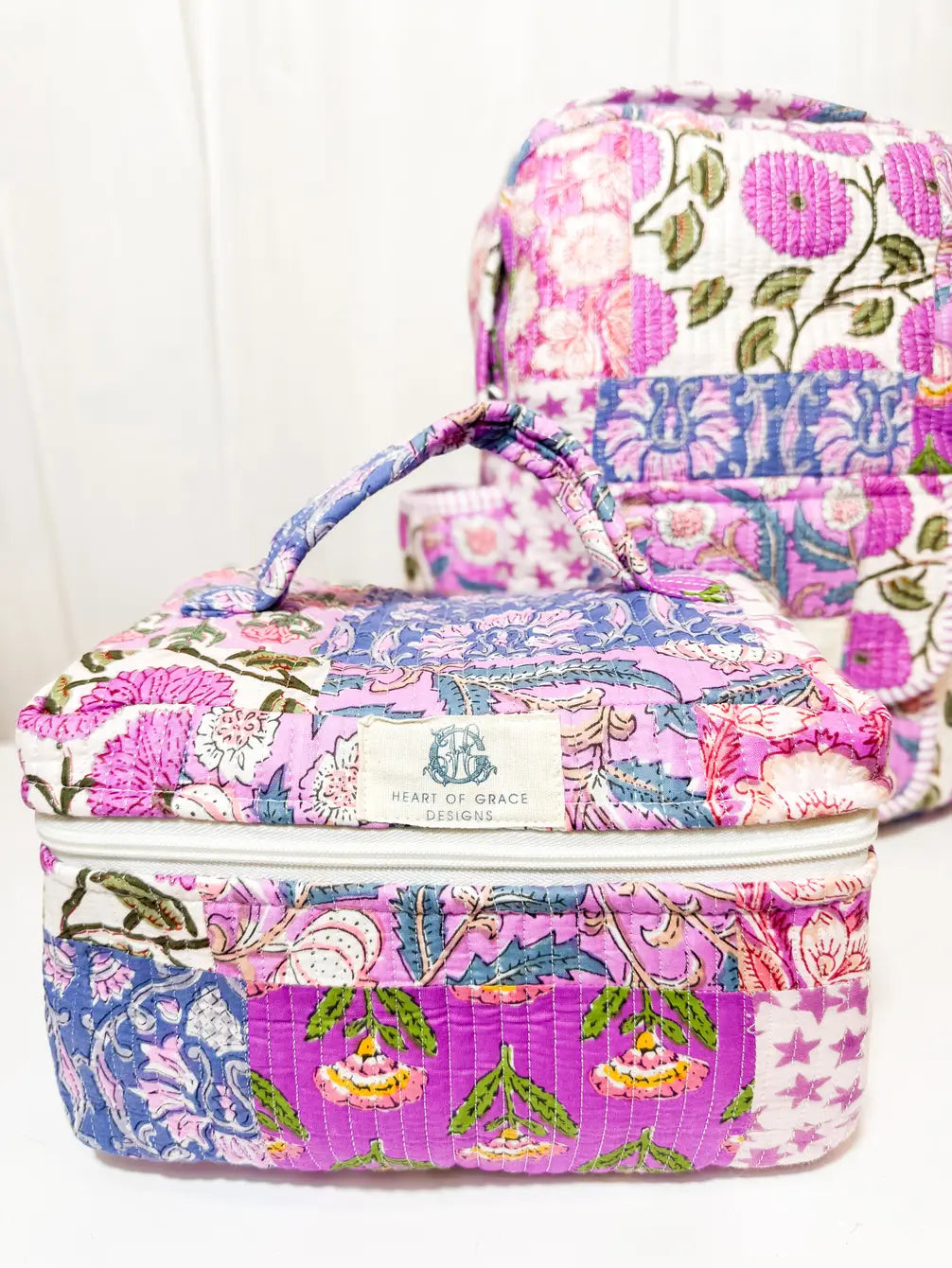 Starlit Blooms Patchwork Cosmetic Bag Set of 3