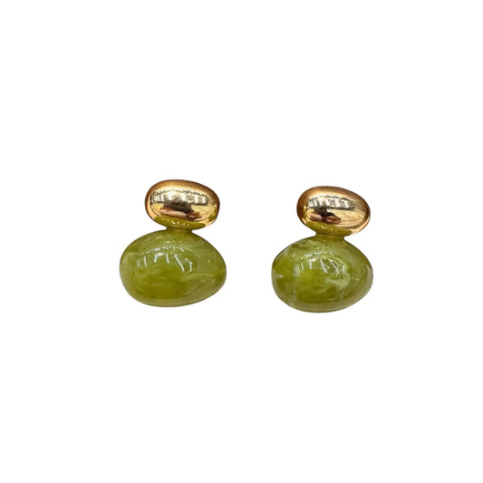Green and Gold Stud Earrings
