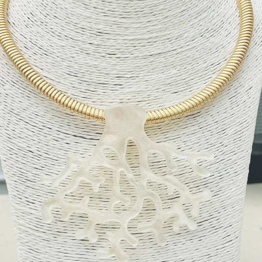 White Coral Collar Necklace