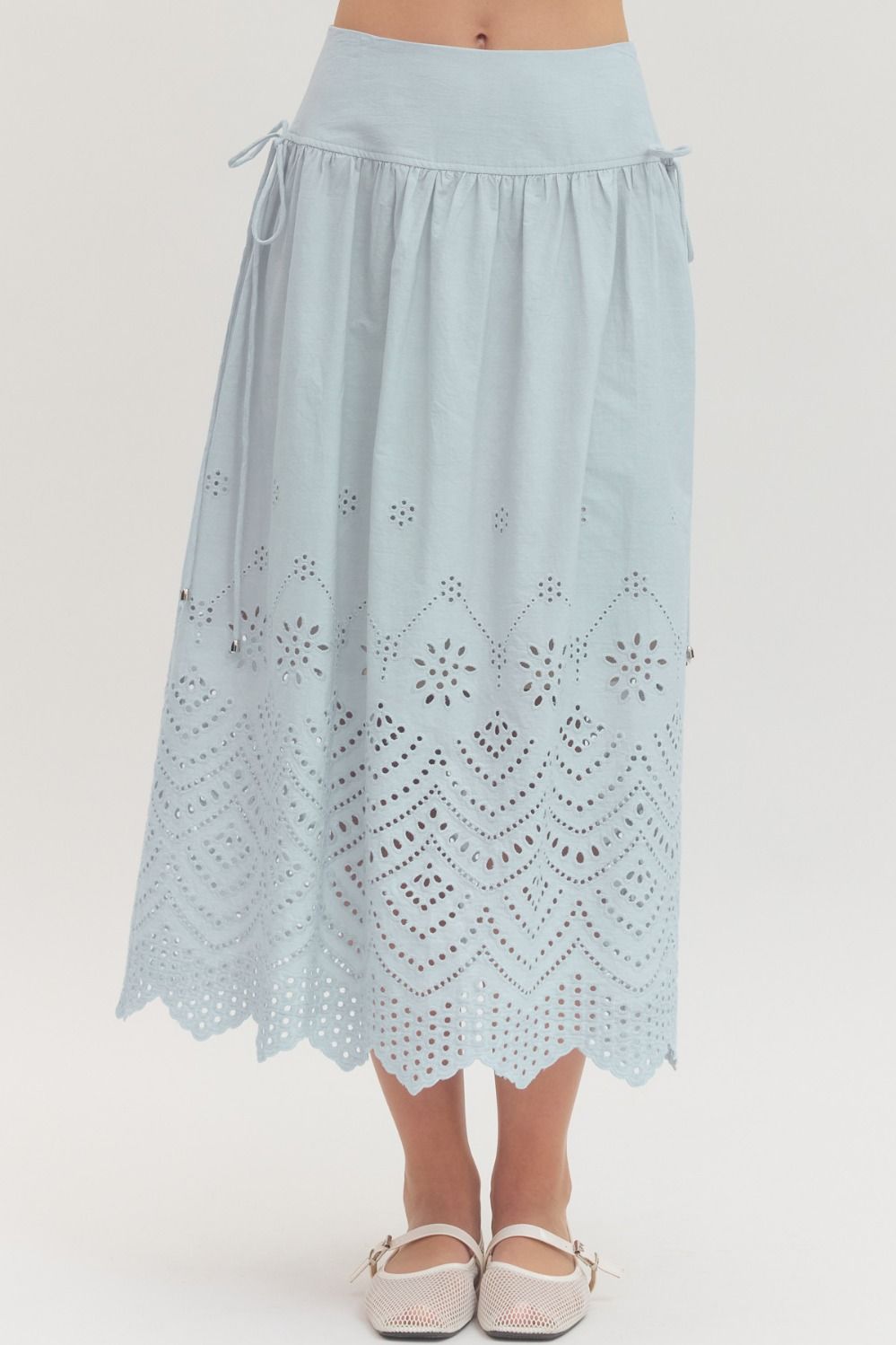 Claire Eyelet Midi Skirt