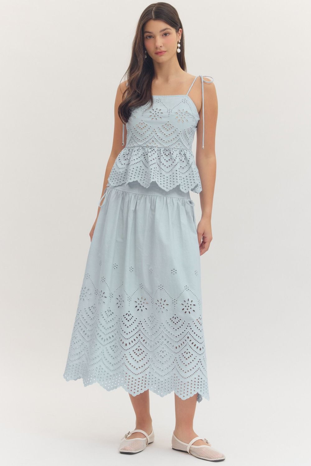 Claire Eyelet Midi Skirt